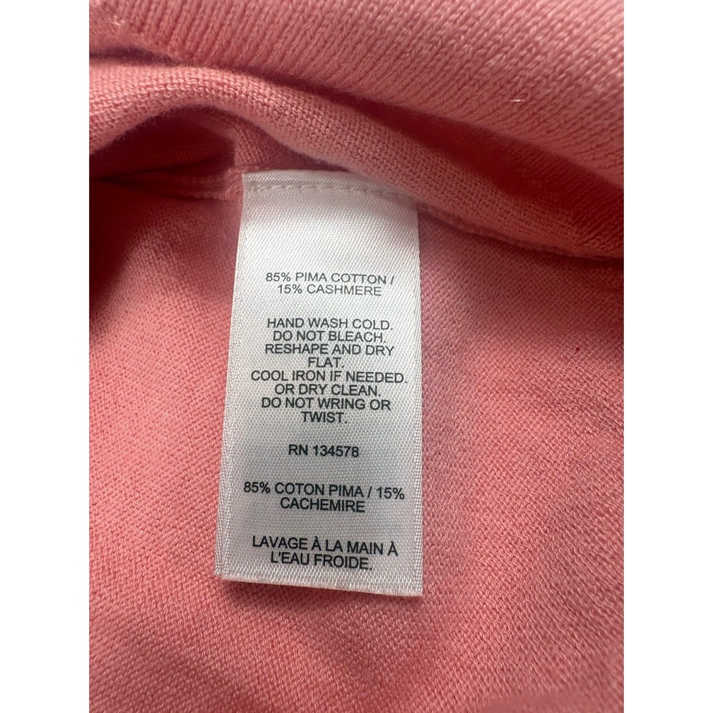 Vineyard Vines Heritage Tipped Cashmere Blend Sweater Palm Beach Pink Med Ladies - Picture 13 of 13